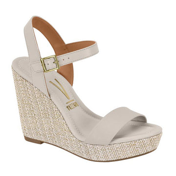 Vizzano 6283-2000 Raffia Wedge Sandal in Grey Napa